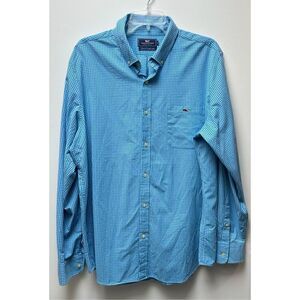 Vineyard Vines men’s slim fit blue green plaid button up shirt size XL #36-1248